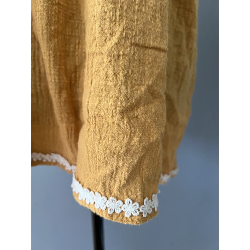 Umgee Top Size Large Floral Embroidery Lace Mustard Yellow Daisies Boho Festival - Picture 5 of 11